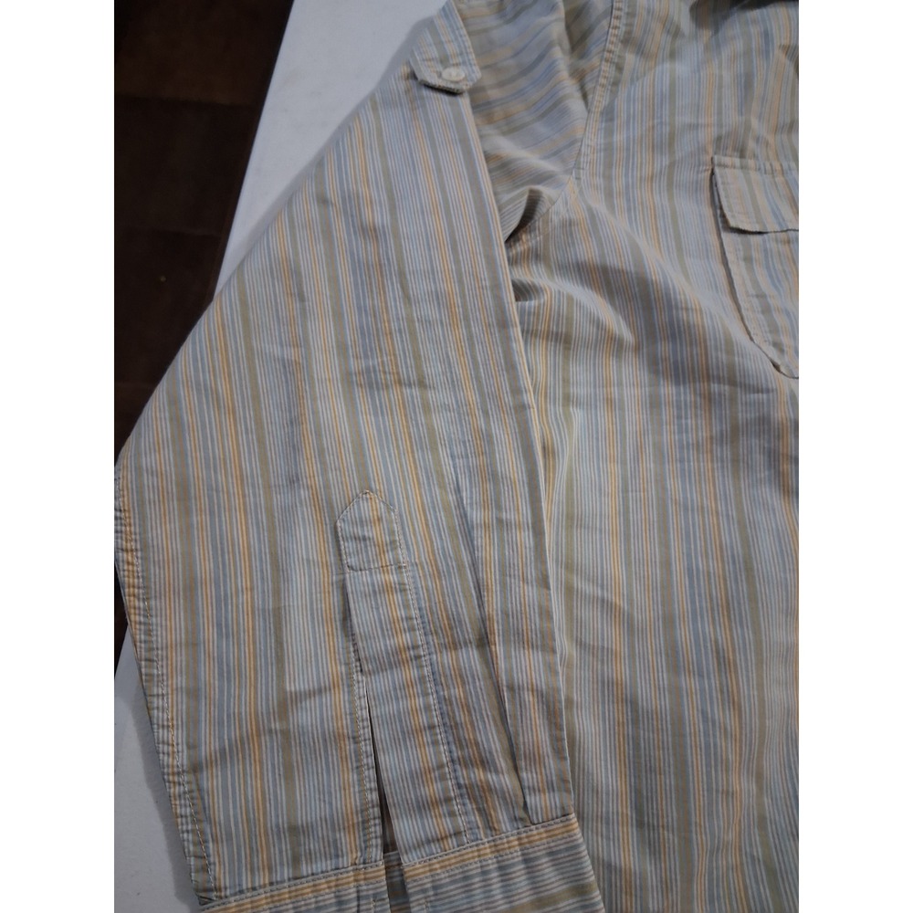 Kate Hill Women Blue Orange Striped Button Down Roll Tab Sleeve Shirt 14W - Picture 5 of 9